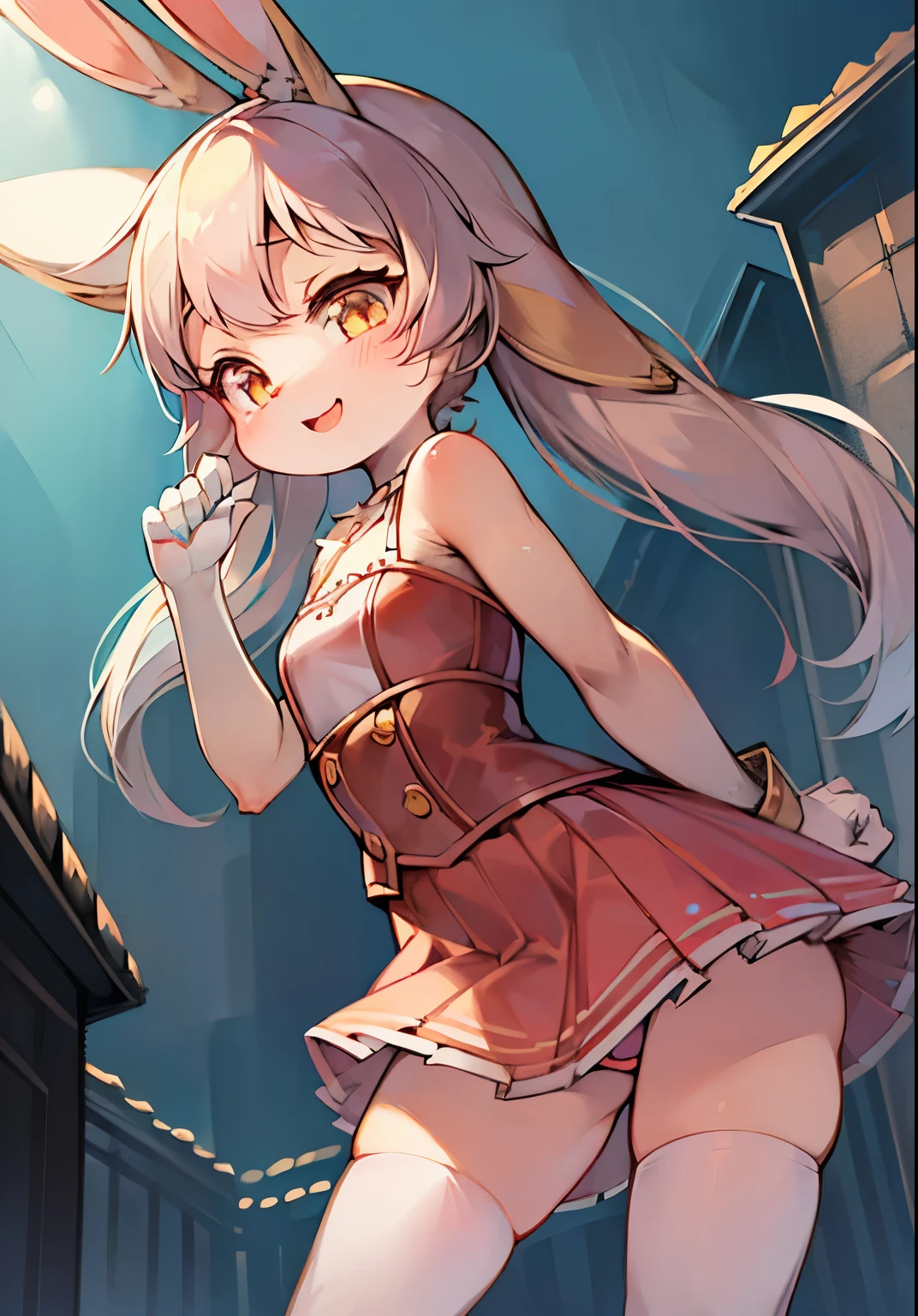 Bunny Girl,bunny ears,Characteristics of a three-year-old girl,female focus,Furry women ,Furry ,furry,Bright Eyes,One meter six height,short skirt,Standing posture,happy