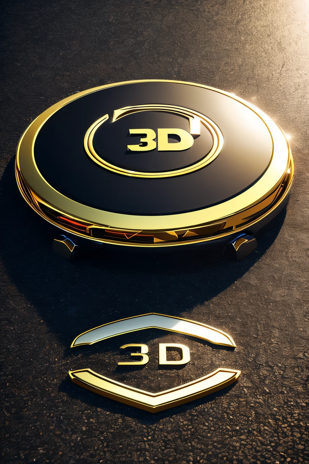 3D CAR logo, round logo, raised logo, high quality, professional, detailed, vibrant colors, metallic texture, glossy finish, dynamic design, modern style, innovative concept, realistic 3D rendering, eye-catching, attention-grabbing.