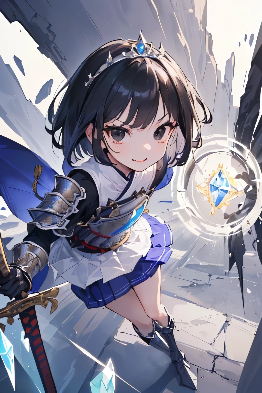 (((1girl))), ((best quality)), ((masterpiece)), ((ultra-detailed)), (illustration), (detailed light), (an extremely delicate and beautiful), (beautiful detailed eyes), (sunlight), ((extremely light)),  ((extremely clothes)), (((hyper detail))),(((((front lighting))))),(((((front light))))),

((((quite adorable Armor with a brief skirt and a tiara)))), 
(((Expert Samurai))),
, 

(((short bob))), ((((black hair)))),  (((short hair))),
(((crystal black eyes))),

((((whole body)))), aged 5 to 8, ((((())))), ((((very adorable young girl)))),
((condescending expression)), ((mischievous smile with sexual satisfaction)),  (((extra adorable))), (((((extra slender shape))))), 
(((((extremely beautiful detailed face))))), 
(((dynamically attacking enemies with a sword))), (((elegant magic boots))),

(Dutch angle), (((elegant magic gloves))), ((transparent magical underskirt)), (a little bit exposed adorable magical panties)