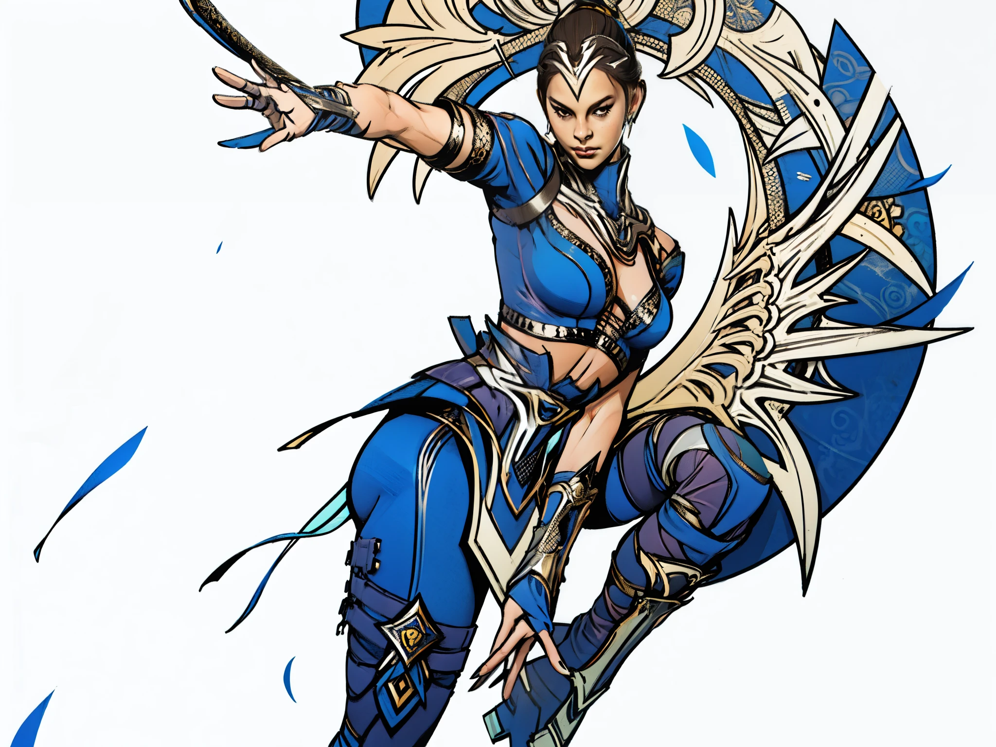 (obra de arte, maximum quality, melhor qualidade, arte oficial, beautiful and aesthetic:1.2), (1 garota:1.4), extremamente detalhado, kitana, sexy, corpo todo, pose sexy, quase nu