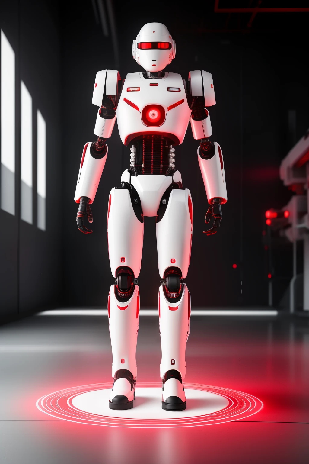 white future technology, white background, technology class, robot, red, 3d, magic, education, Full HD, 4K hyperrealistic image,