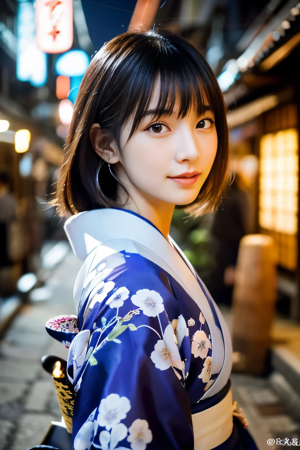 (8k、Raw photo、highest quality、masterpiece:1.2)、super detailed、Super high resolution、(realistic、photo realistic:1.37)、Portrait、High-definition RAW color photos、professional photos、very delicate and beautiful、very detailed、 8k Wallpapers、grow、finely、huge file size、official art、Highly detailed CG Unity 8k wallpapers、very detailed美しい女の子、very detailed顔、extremely detailed eye、very detailed肌、very fine fingers、very detailed鼻、very detailed口、perfect anatomy、very detailed背景、very detailed衣装、1 girl、(18-year-old:1.2)、10 generations、cute、famous japanese idol、cute、(:1.2)、realistic body、、pure white skin、shiny skin、slender body、good style、black haired、hair collection、(bangs:1.2)、laughter、cute、young、cute faces、lifelike face、Beautiful eyes、ordering sauce、(kimono:1.4)、intricate embroidery、earrings、(hair ornaments:1.2)、eye、cowboy shot、frontage、standing athletic pose、contrapo、outside the house、(night:1.4)、Japanese style、Kyoto、dynamic lighting、