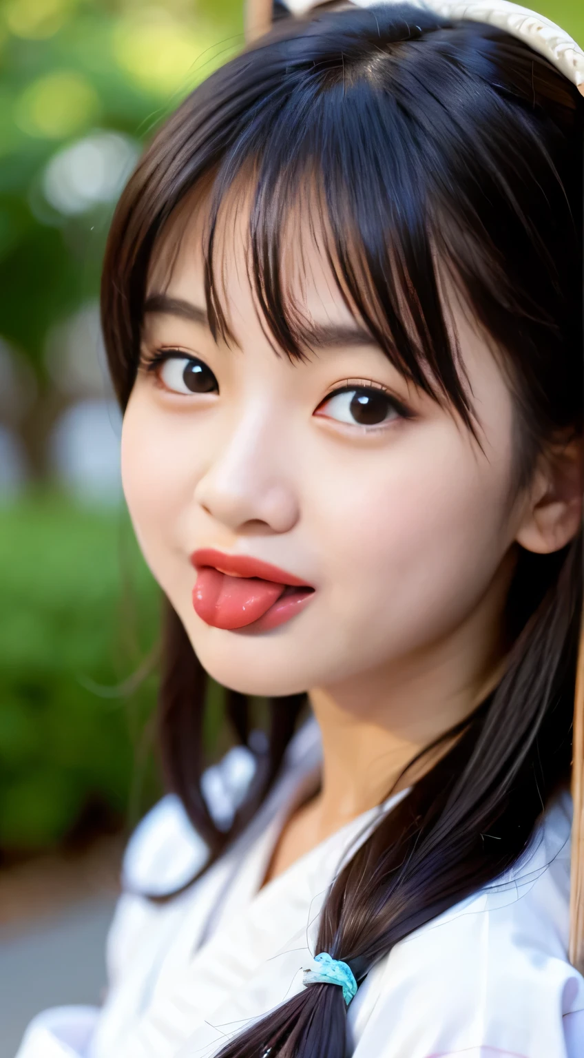 ((Please stick out your tongue a little))、((half open mouth))、((Red Gloss Lip Gloss))、(((The look of waiting for a kiss)))