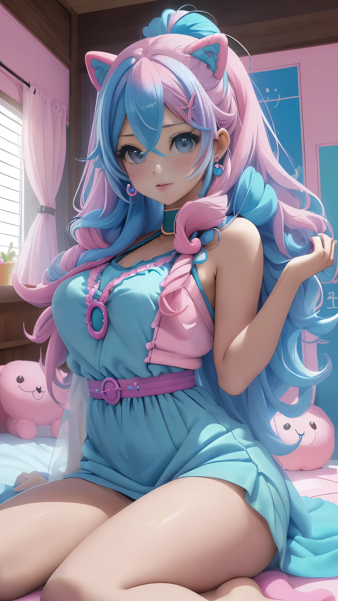 (La mejor calidad,A high resolution,Ultra - detallado,actual),Ariana Grande anime girl con pelo azul and blue dress sitting on a snow covered ground, lindo arte digital detallado, adorable pintura digital, Azur. cabello detallado, lindo arte digital, con pelo azul, hermosa chica de pelo azul, , girl con pelo azul, anime girl with cosmic hair, linda obra de arte detallada, (Retrato realista kawaii:1.4) , linda obra de arte, pretty girl con pelo azul, ,( ciberpunk 2.1), (fondo dormitorio cama almohada computadora :1.4), (peluches de osos :1.4),( torta dulces pasteles donas Pink :1.4), (dedos detailed:1.4),( mostrando panties:1.4),( colores vivos realistic),( perfect anatomy), (cabello rosado completo rizos:1.4), (proporciones correctas del cuerpo:1.4 ), (inteligencia seaArt 2.1), (colorful)