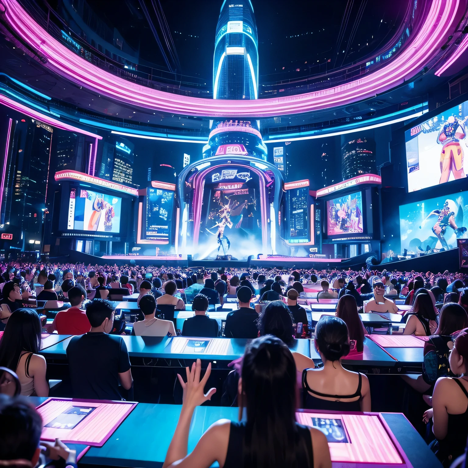 People break dancing, A city of the future, disco, anime style, ultra high definition