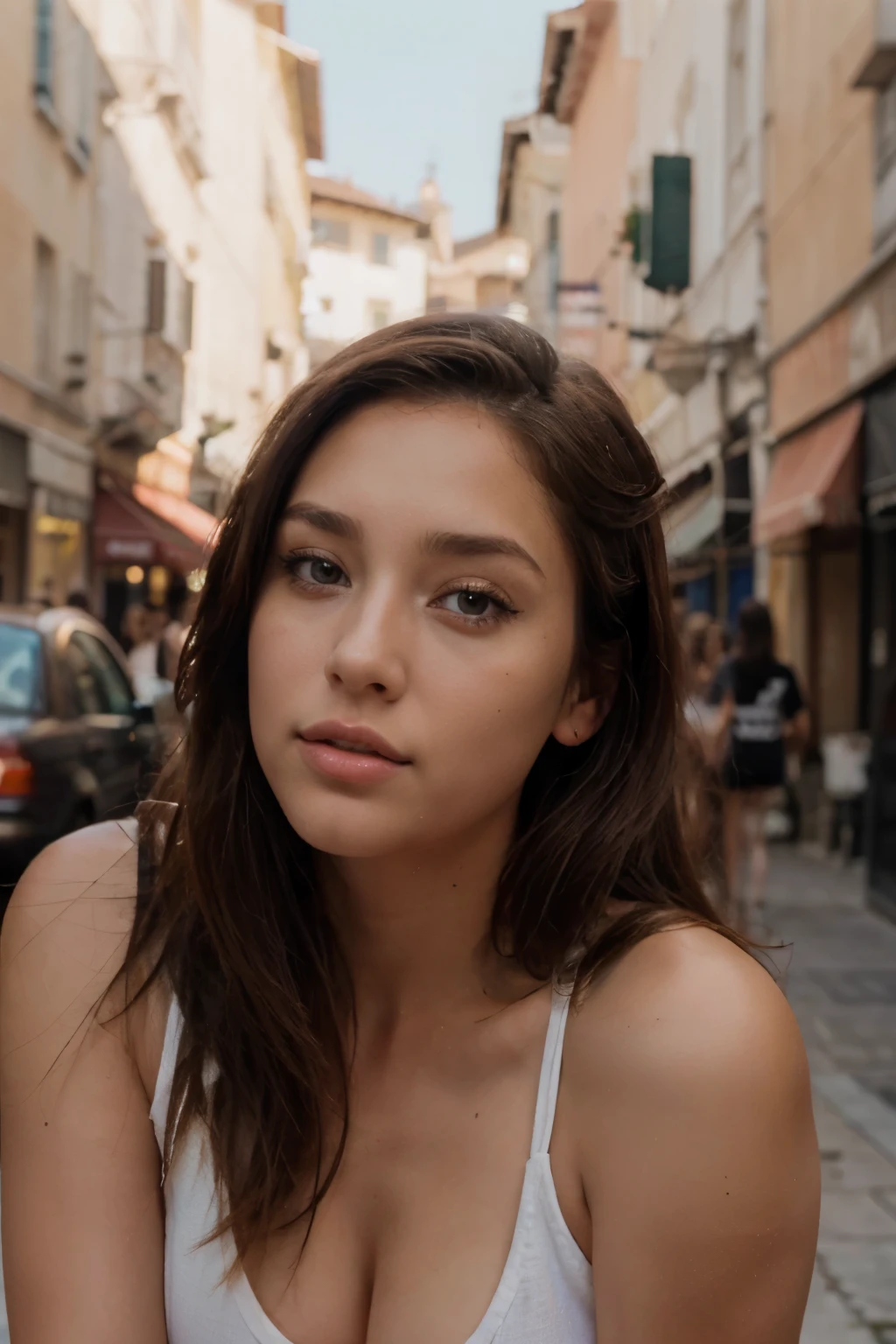 8k, highest quality, ultra details, Elena, Hispanic beauty, woman, urban street style, trendy fashion, bold and fearless, embracing her heritage. portrait sophie mudd, thick neck, 19 year old female model, latina, angelawhite, violet myers, 22 years old, 21 years old, profile image, italian, italian latina, Alycia Debnam-Carey, hazel eyes, realistic, post-processing, maximum detail,