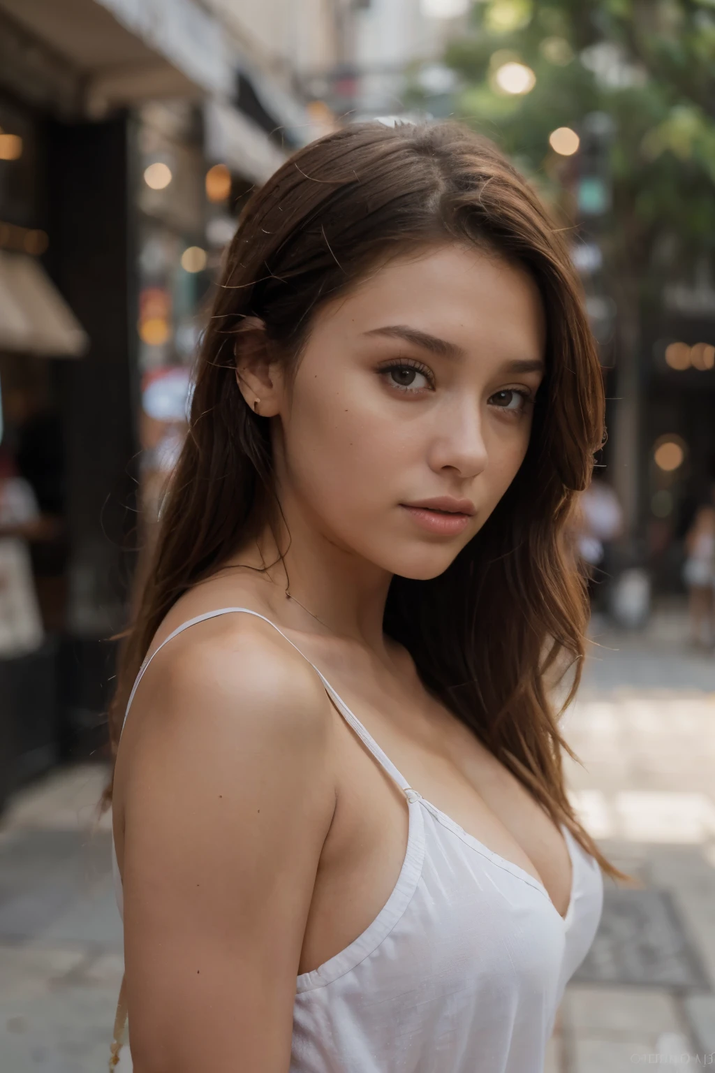 8k, highest quality, ultra details, Elena, Hispanic beauty, woman, urban street style, trendy fashion, bold and fearless, embracing her heritage. portrait sophie mudd, thick neck, 19 year old female model, latina, angelawhite, violet myers, 22 years old, 21 years old, profile image, italian, italian latina, Alycia Debnam-Carey, hazel eyes, realistic, post-processing, maximum detail,