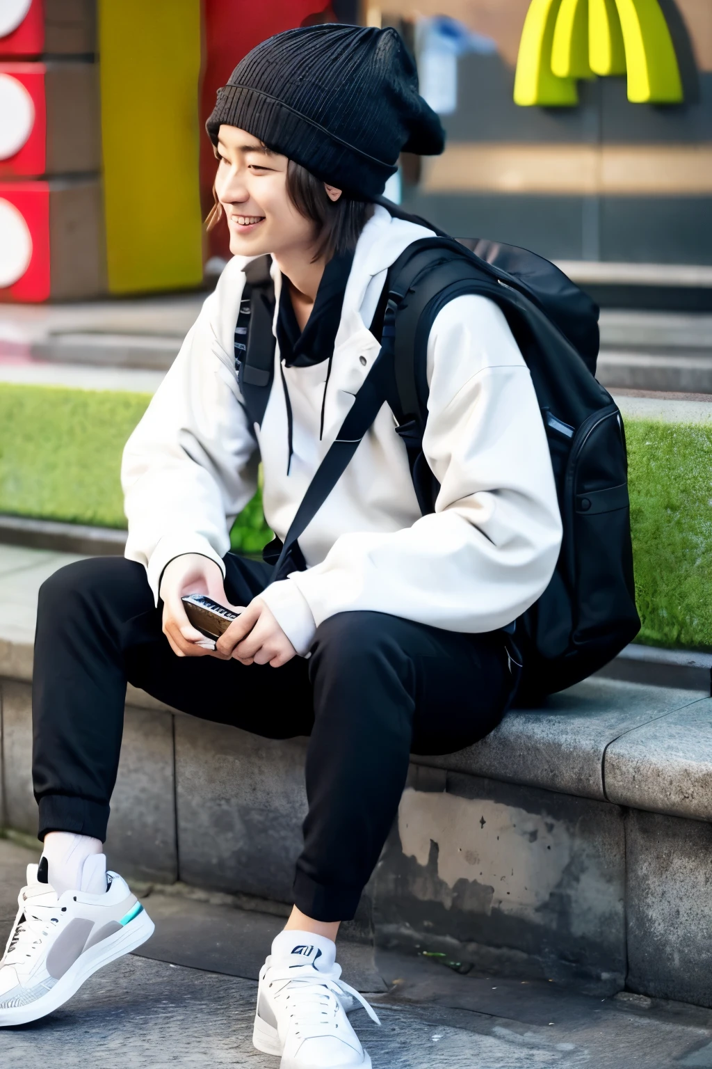 short-haired man wearing a knit cap,My hair is so short that I can see my ears