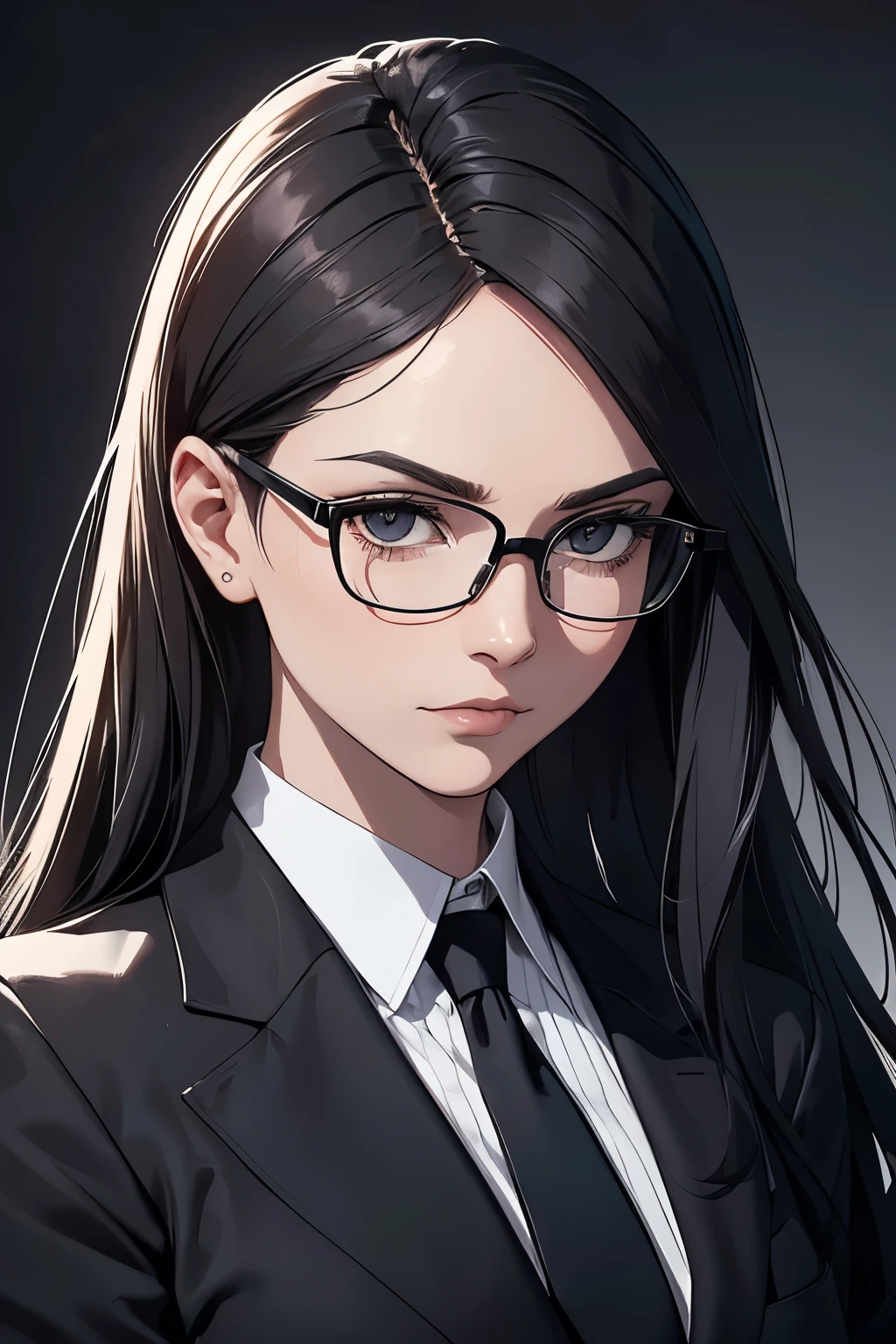 File:///F:/Games/Pravrive/1.png presents an exquisitely rendered image of an enigmatic figure. Wearing sleek black glasses that add an air of sophistication, the subject gazes intently, their expression inscrutable beneath the lenses. The image boasts a resolution of 1:1 and is intricately detailed, with each pixel meticulously crafted. The background is minimalist, with a monochromatic palette that accentuates the figure and their attire. The glasses frame the face, drawing the viewer's gaze to the subject's features, which are rendered in high detail, complete with realistic reflections on the l