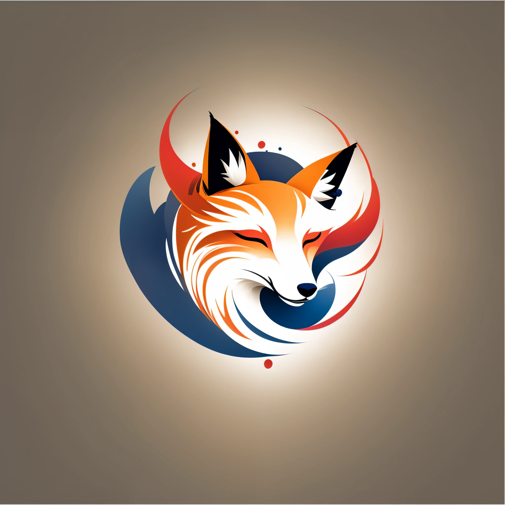 logo_l, fox, white background, simple background, fire, animal ears, closed eyes