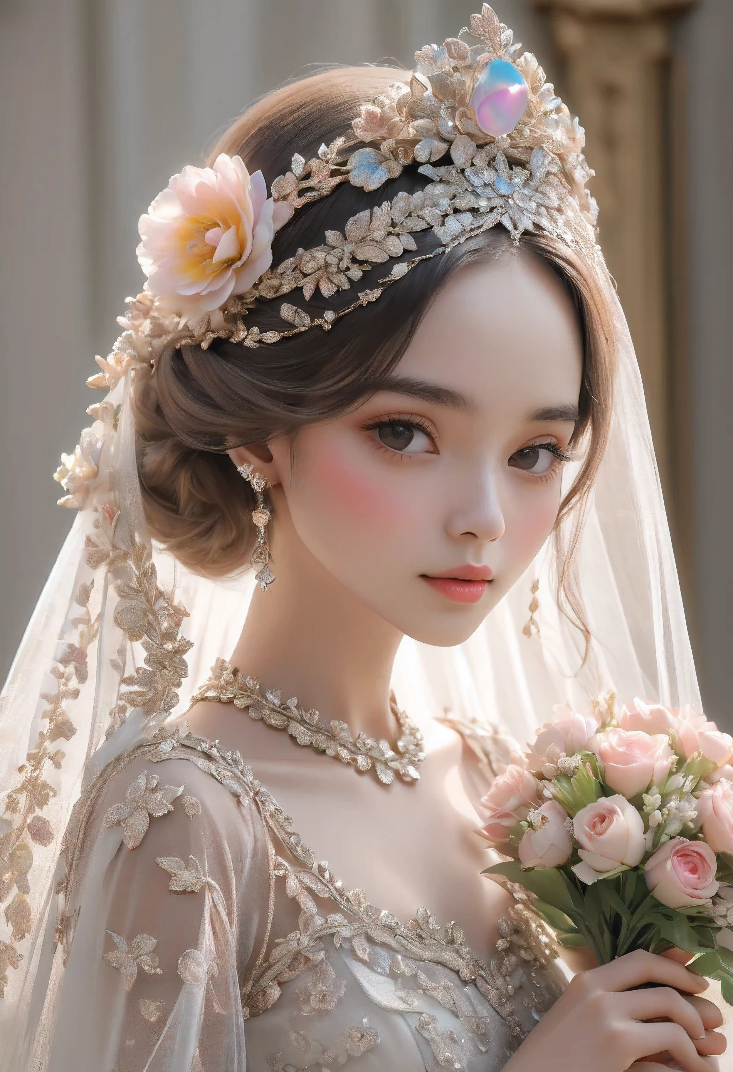 a woman in a white dress standing on a beach near the ocean, white gown, stunning elegant, in a long white dress, stunning ivory dress, soft elegant gown, wearing stunning ivory dress, beautiful gown, dressed beautiful gown, in wedding dresses, beautiful long white dress, beautiful and elegant, long white dress, sexy gown, gown, flowing gown, flowing dress