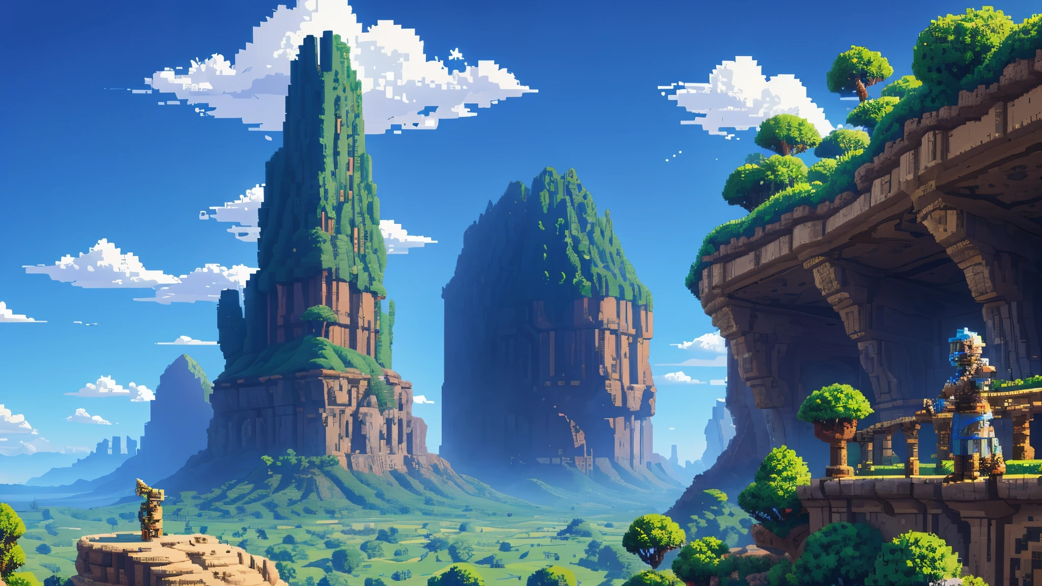 A 8 bit pixel art, Silurian, era, full blue sky