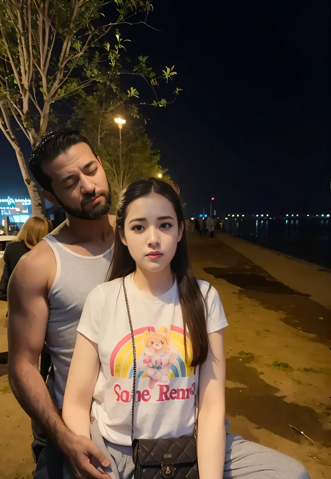 There was a man and a woman standing side by side.., blurred background, Leaked images, ทำลายจิตวิญญาณของI, 😭🤮 💔, Dilraba Dilmurat, 🤬 🤮 💕 🎀, lovely pair, Ruenjia and Brom, listen, I'Iจริงจัง., Realistic picture, Very accurate photos, nighttime, ((Too full)), pair