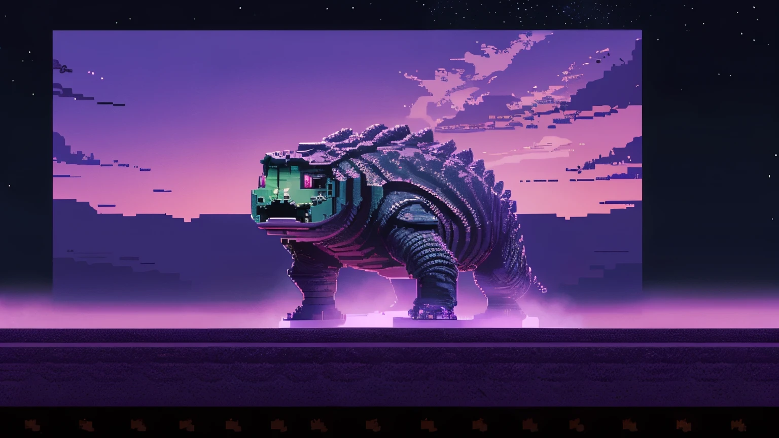 A 8 bit pixel art, silurian, period, full screen,
Purple, sky