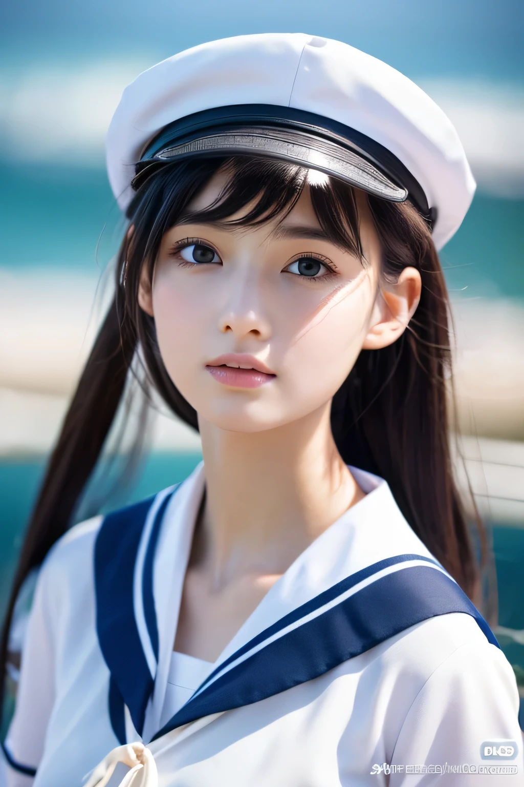 Best image quality, Focus, Soft light, Black hair, (Japanese)), (((Front, 18 years old))), (Depth of field), Ultra high resolution, (Real: 1.4), RAW photo, (( School Uniform, sailor suit))