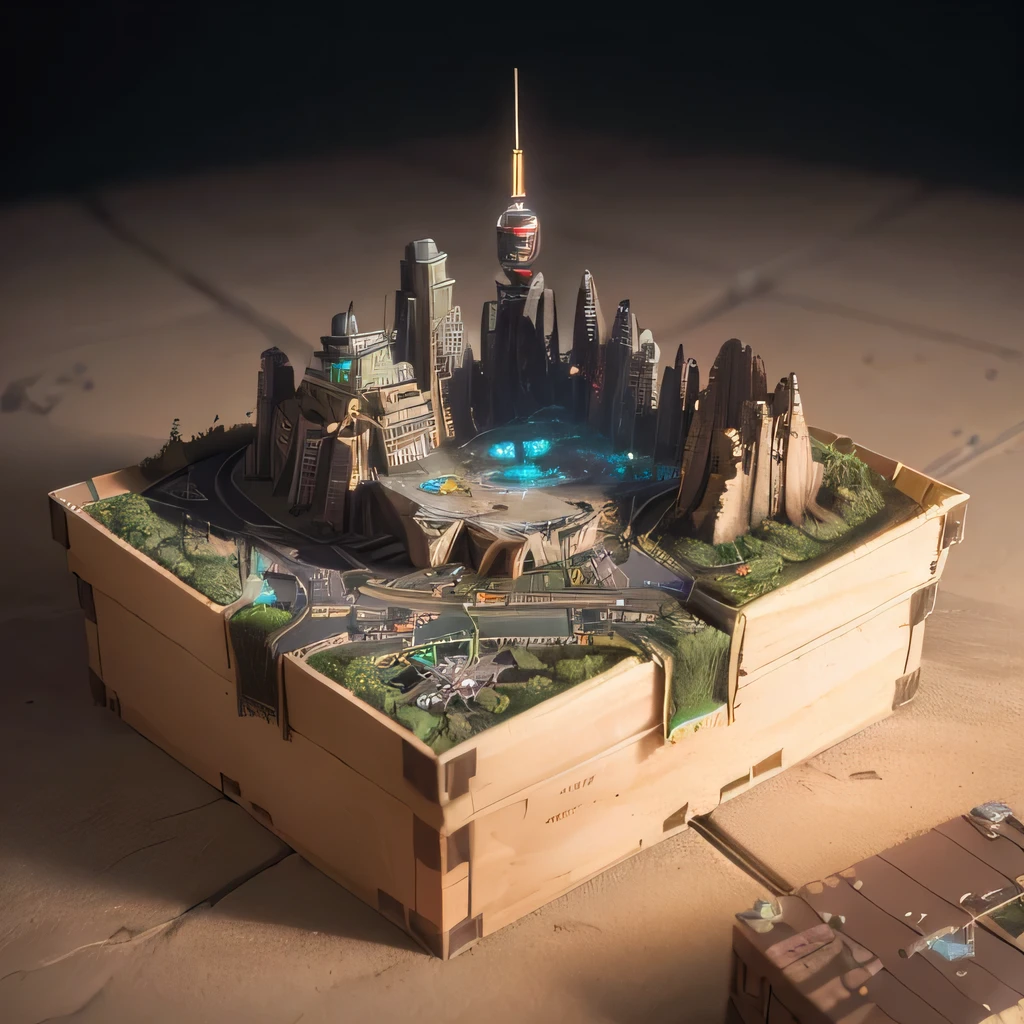 3598年Mars realistic model, (split ends, original photo, best quality, masterpiece:1.4),Steampunk Cyberpunk 6820 City,(CyberpunkMars light:1.3), Mars (related to land),(in a small nature box:1.3),Isometric, small nature, landscape on foundation,landscape,