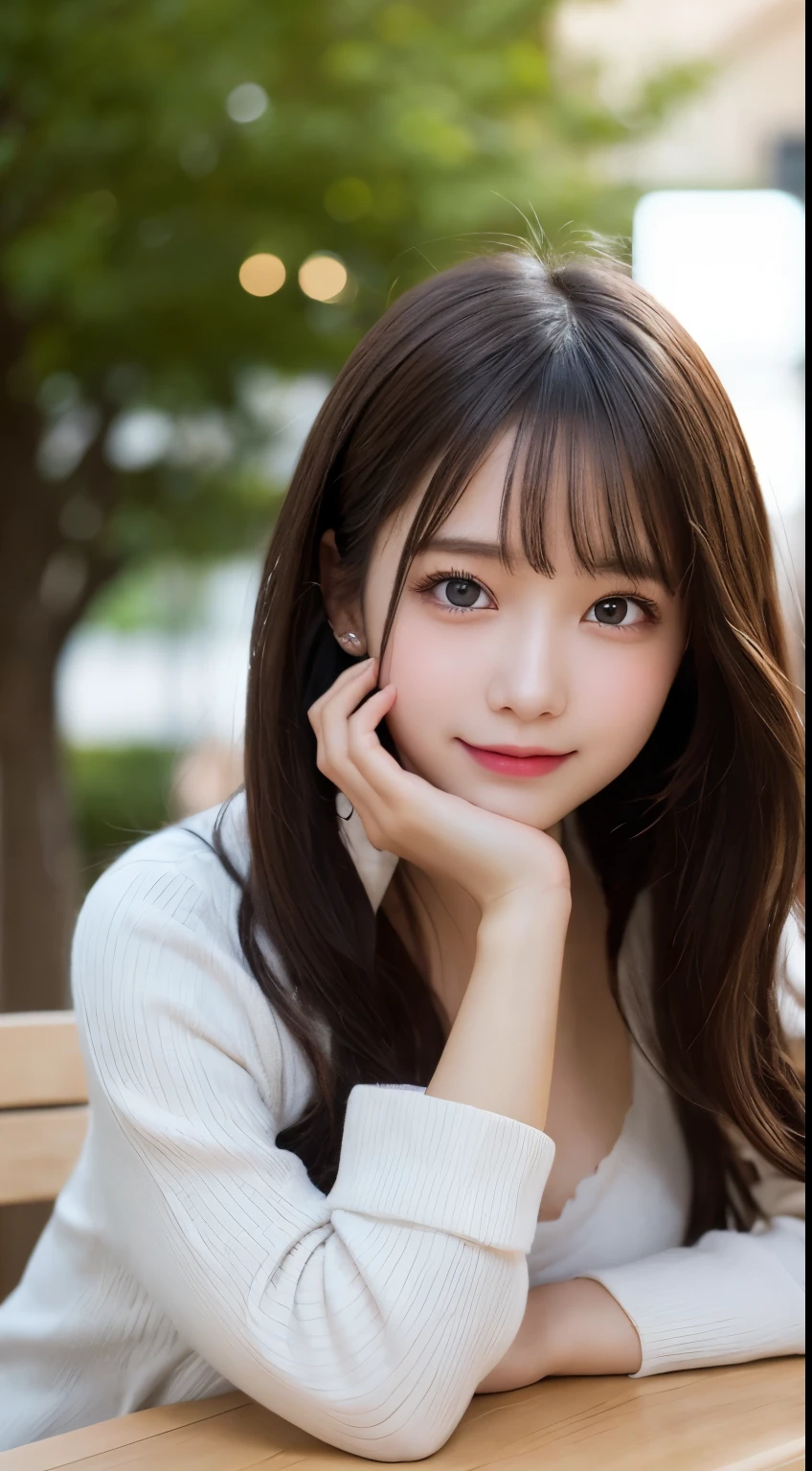 table top, highest quality, figure, super detailed, finely, High resolution, 8k wallpaper, 完璧なダイナミックな構figure, detailed and beautiful eyes, winter dress,medium hair, small breasts, natural color lip,smile,big city、20 year old girl、midnight、beautiful and detailed face、perfect and beautiful face、slim face and style,spread your arms wide,Big eyes、small face、