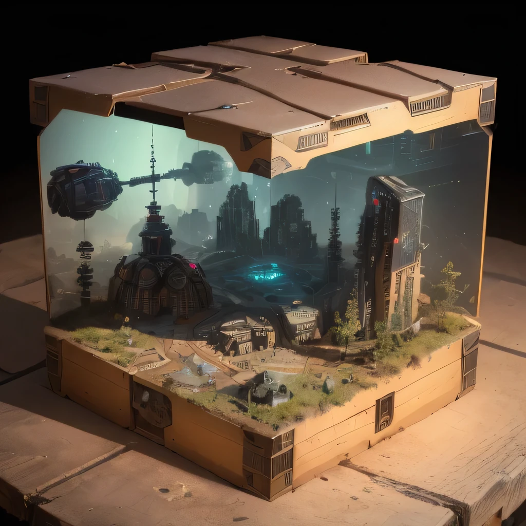 3598年Mars realistic model, (split ends, original photo, best quality, masterpiece:1.4),Steampunk Cyberpunk 6820 City,(CyberpunkMars light:1.3), Mars (related to land),(in a small nature box:1.3),Isometric, small nature, landscape on foundation,landscape,