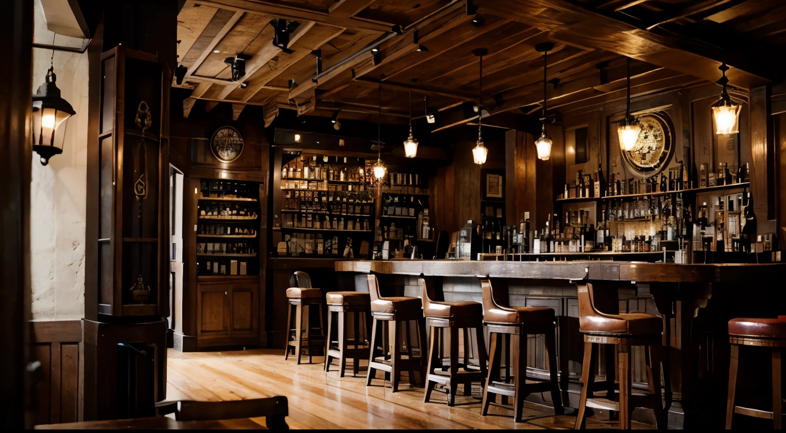 steampunk, pub, interior, inside, design, bar
