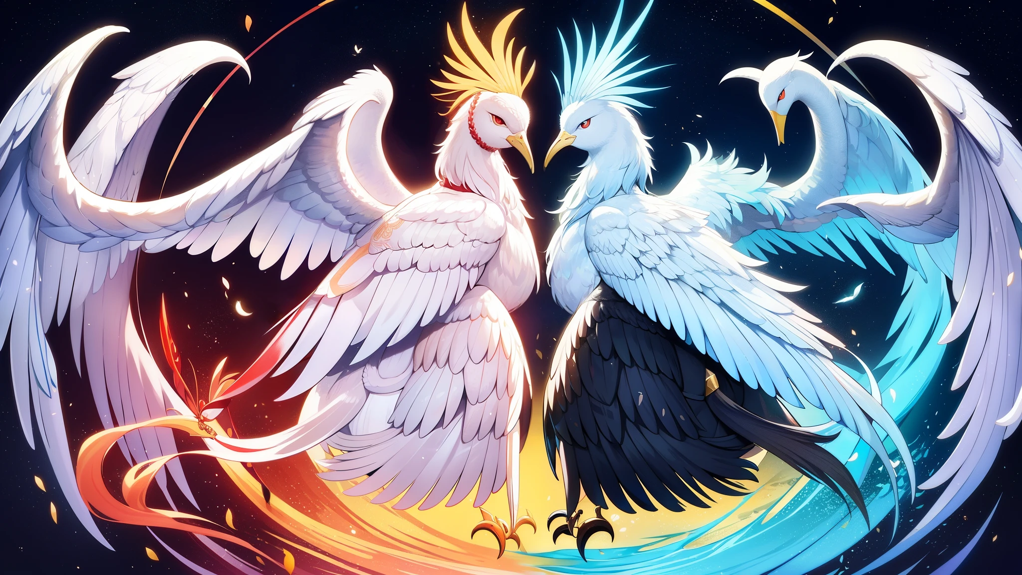 Phoenix、legendary bird of chinese mythology、It is a spiritual bird。The head is a chicken、The nod is a swallow、The neck is a snake、The back of a turtle、the tail is a fishで、The colors are black, white, red, blue, and yellow.、The height is said to be about six feet.[1]。『Sankai Sutra』「Nanzan Sutra」Well then鶏に似ており、On the neck「virtue」、on the wings「righteous」、on the back「Thank you」、in my chest「Benevolence」、On the belly「letter」It was said that there was a crest of。Later Han dictionary『Explain words』Well then、Kou in front、After that, Rin、The neck is a snake、the tail is a fish、The color is red、The mouth is a duck、The pattern is a dragon、The back of a tiger、The nod is a swallow、The chicken is a chickenと記された。Established during the Southern Dynasty『Song Shu』巻二十八志第十八Well then、head of snake、The nod is a swallow、The back of a turtle、Belly is a tortoise、The neck is a crane、The chicken is a chicken、The front part is kono、the tail is a fishに似ており、head is blue（green）、It is said that the wings are lined up。With Kirin, Reiki, and Oryu「four spirits」、Phoenixの別名としては、Unsaku、skylark、Ye Lulang、Huoli、five spirits、Benevolence智禽、Tanzan Hermit、long distance、friend、There are Akeoka Koji etc.。黄鳥・狂鳥・孟鳥・夢鳥などもPhoenixと同一とする説もある