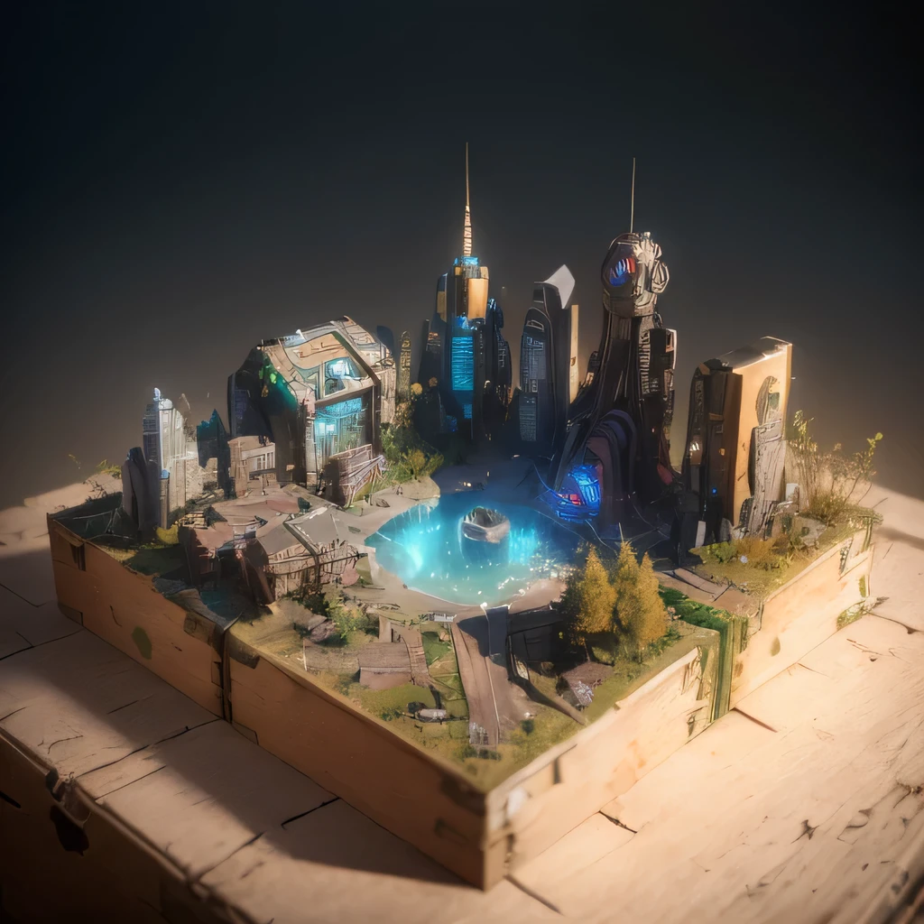 3598年Mars realistic model, (split ends, original photo, best quality, masterpiece:1.4),Steampunk Cyberpunk 6820 City,(CyberpunkMars light:1.3), Mars (related to land),(in a small nature box:1.3),Isometric, small nature, landscape on foundation,landscape,