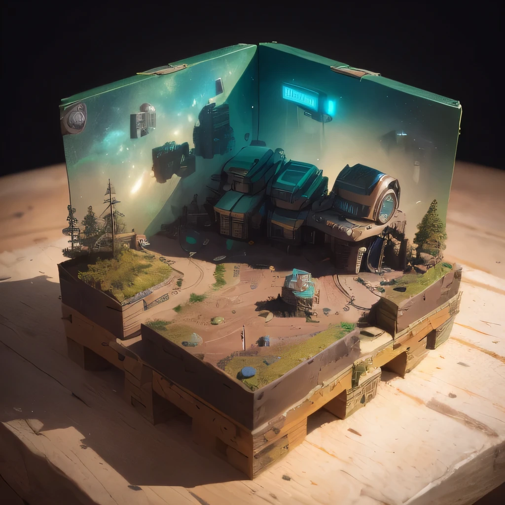 3598年Mars realistic model, (split ends, original photo, best quality, masterpiece:1.4),Steampunk Cyberpunk 6820 City,(CyberpunkMars light:1.3), Mars (related to land),(in a small nature box:1.3),Isometric, small nature, landscape on foundation,landscape,