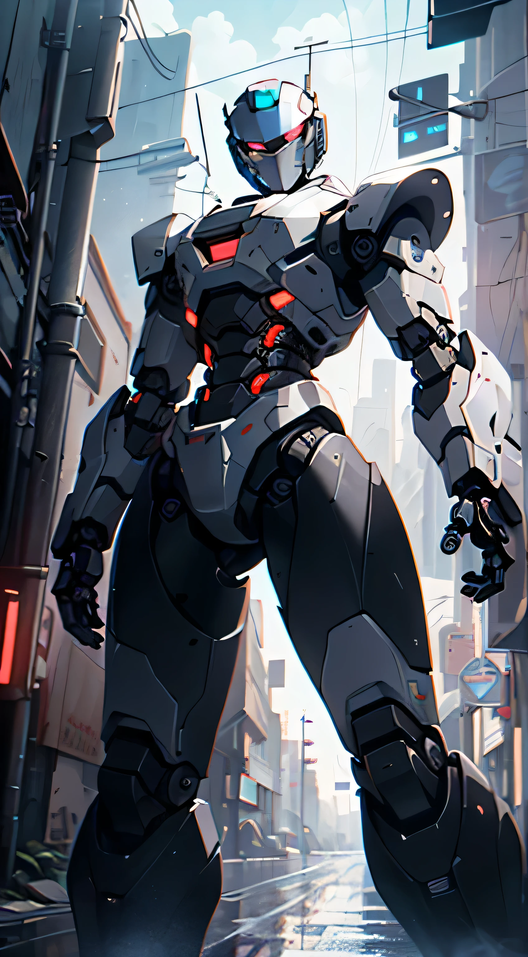 (((boy robot))),assaultron, itrobo2022, 1boy,robot,humanoid robot,robot joints,joints,black robot helmet,black armor,head-mounted display,humanoid robot,white robot joints,one-eyed,white joints,no humans,((black armor)),wide hips,curvy,mechanical arms,crotch plate,science fiction,post-apocalypse,outside,large,(very long legs:1.4),
reelmech,cyborg boy,(cyborg boy:1.5),android,((mechanical robot boy)),
(((doll))),((((black skin,doll joints:1.5,mechanical hands:1.5,tesla coils,mechanical doll:1.5,Body of a machine,black metallic skin,ball joint,cyborg:1.5,robotic parts,robot)))),(Mechanical joints: 1.4,Mechanical limbs),mecha armor suit, full face armor, full body armor,
lot of rgb,(spider lower abdomen),
(nsfw),
motorcycle black helmet,(wearing head-mounted display that is chunky and hi-tech with neon lights:1.2),corporate logos,complete black helmet,no face,black body,black skin,black robotic body,((((technological face mask,Cybernetic_Jawless, black mask)))),
(dynamic pose:1.0),solo focus,embarrassed,(centered,scale to fit dimensions,Rule of thirds),
cyberpunk city by the ocean at night, with bright neon signs and dark stormy clouds and puddles, scenery:1.25,
highres, sharp focus, (ultra detailed, extremely detailed), (photorealistic artwork:1.37),(extremely detailed CG unity 8k wallpaper),((synthwave background theme)),(((vibrant colors))),(intricate background),(masterpiece),(best quality),