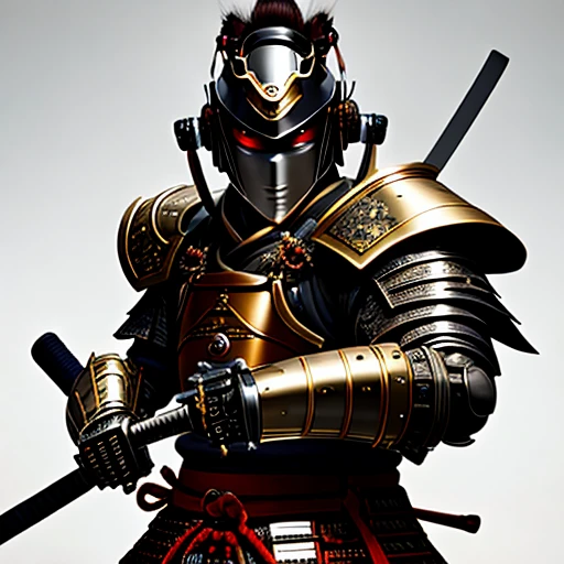 arafed image of a cyborg in traditional samurai armor holding two swords, concept art by Kanō Tan'yū, featured on zbrush central, shin hanga, cyborg samurai, demon samurai warrior, demon samurai, masamune shiro, samurai warrior, bio-mechanical ninja samurai, masamune, epic samurai warrrior, samurai, as samurai