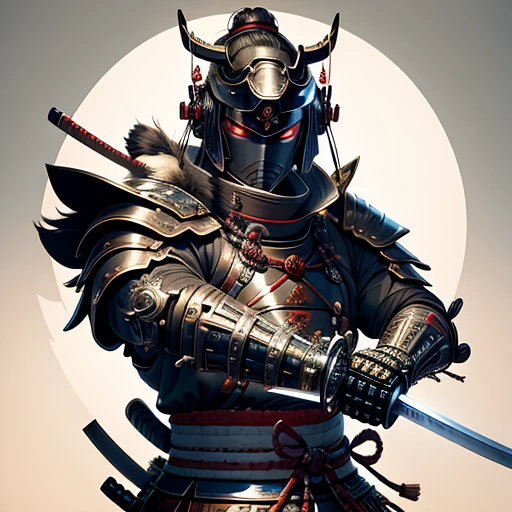 arafed image of a cyborg in traditional samurai armor holding two swords, concept art by Kanō Tan'yū, featured on zbrush central, shin hanga, cyborg samurai, demon samurai warrior, demon samurai, masamune shiro, samurai warrior, bio-mechanical ninja samurai, masamune, epic samurai warrrior, samurai, as samurai