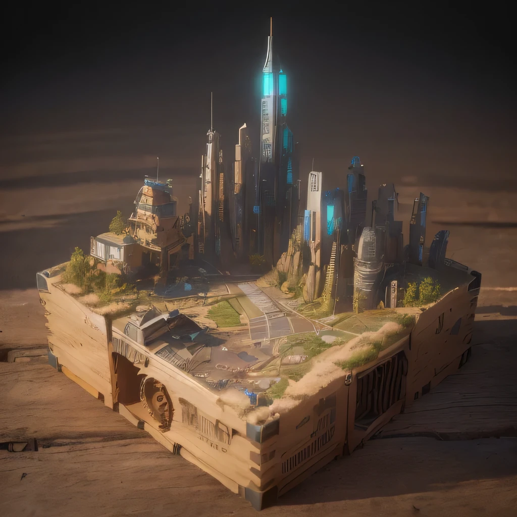 6598年Mars realistic model, (split ends, original photo, best quality, masterpiece:1.4),Steampunk Cyberpunk 6820 City,(CyberpunkMars light:1.3), Mars (related to land),(in a small nature box:1.3),Isometric, small nature, landscape on foundation,landscape,
