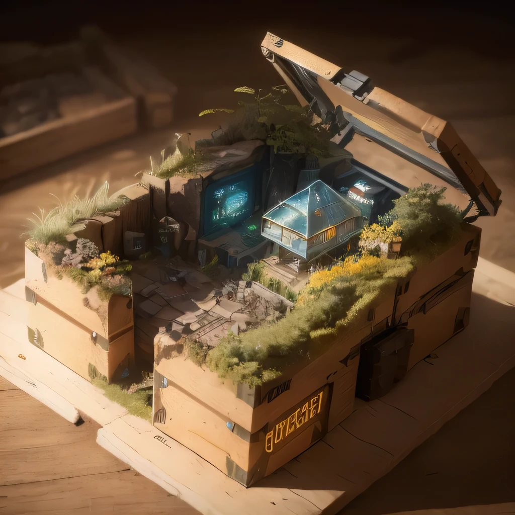 6598年Mars realistic model, (split ends, original photo, best quality, masterpiece:1.4),Steampunk Cyberpunk 6820 City,(CyberpunkMars light:1.3), Mars (related to land),(in a small nature box:1.3),Isometric, small nature, landscape on foundation,landscape,