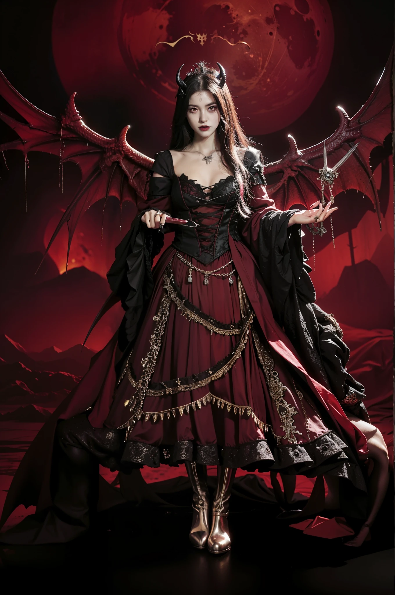 beautifully,Picture of box full of swords,wing, succubus theme,fallen angel,Excellent,scary,secret horror,tentacle,have eyes,uncanny valley effect,little beast blood moon,skull skeleton,vampire,Hellfire,magic ball,Wear gold high heel boots,five fingers