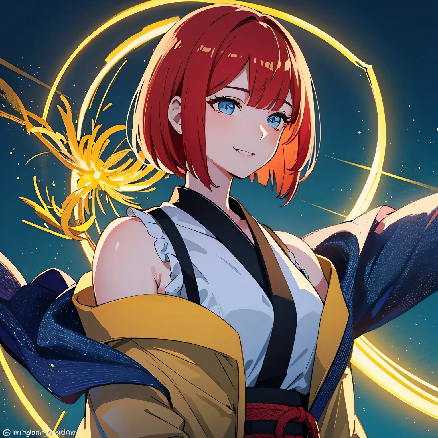 masterpiece, highest quality, 8K, ultra high resolution, highest quality, best writing, beautiful face ((very detailed背景、delicate pattern、intricate details))、(very detailed、small details)、beautiful lighting、((medium breasts、slim girl))、1 girl、lilith、 (bangs that cover one eye) 、((bright orange hair)), headphone、purple eyes、(ao dai:1.3), In town、In front of the station, outdoor、(upper body:1.3), free pose