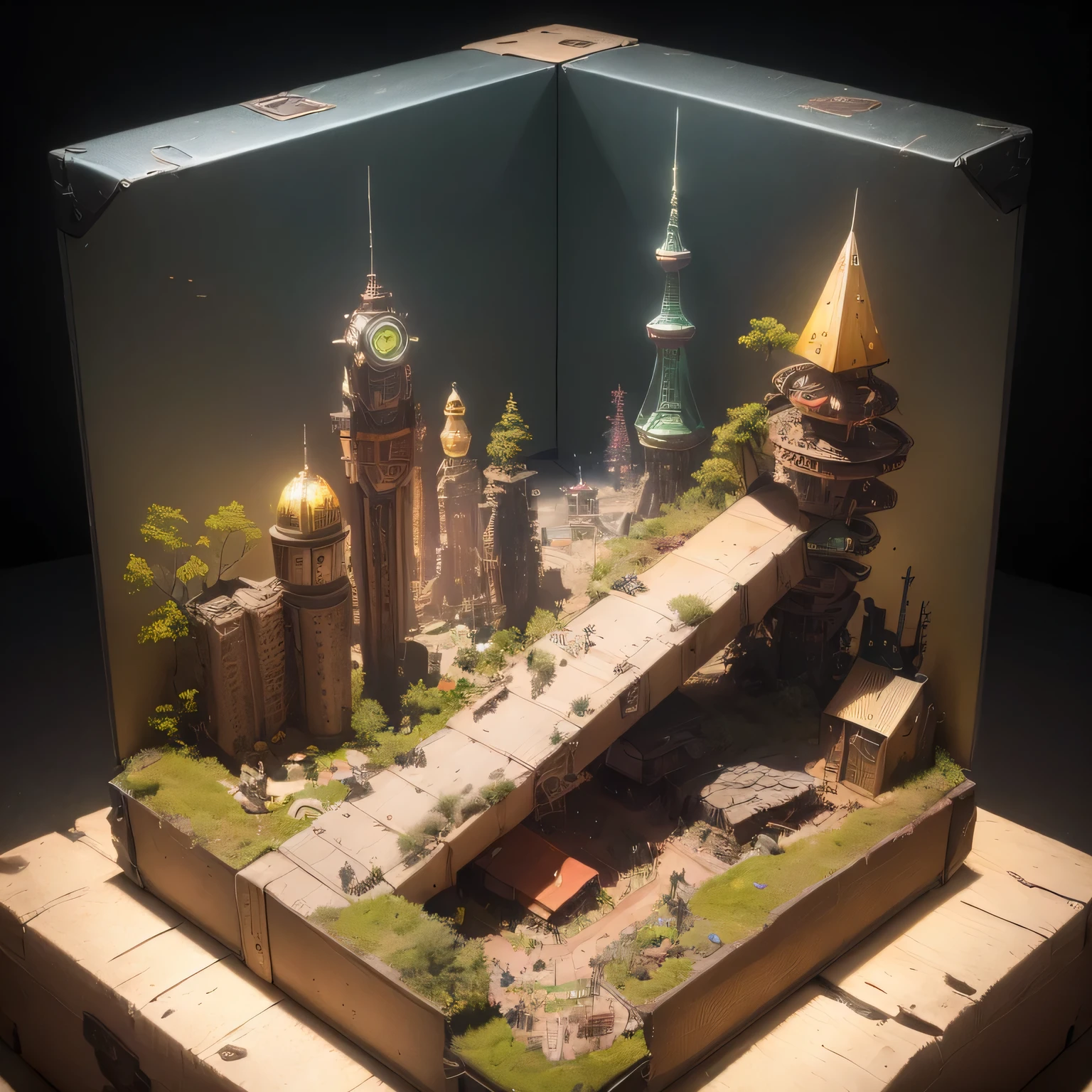6598年Mars realistic model, (split ends, original photo, best quality, masterpiece:1.4),Steampunk Cyberpunk 6820 City,(CyberpunkMars light:1.3), Mars (related to land),(in a small nature box:1.3),Isometric, small nature, landscape on foundation,landscape,