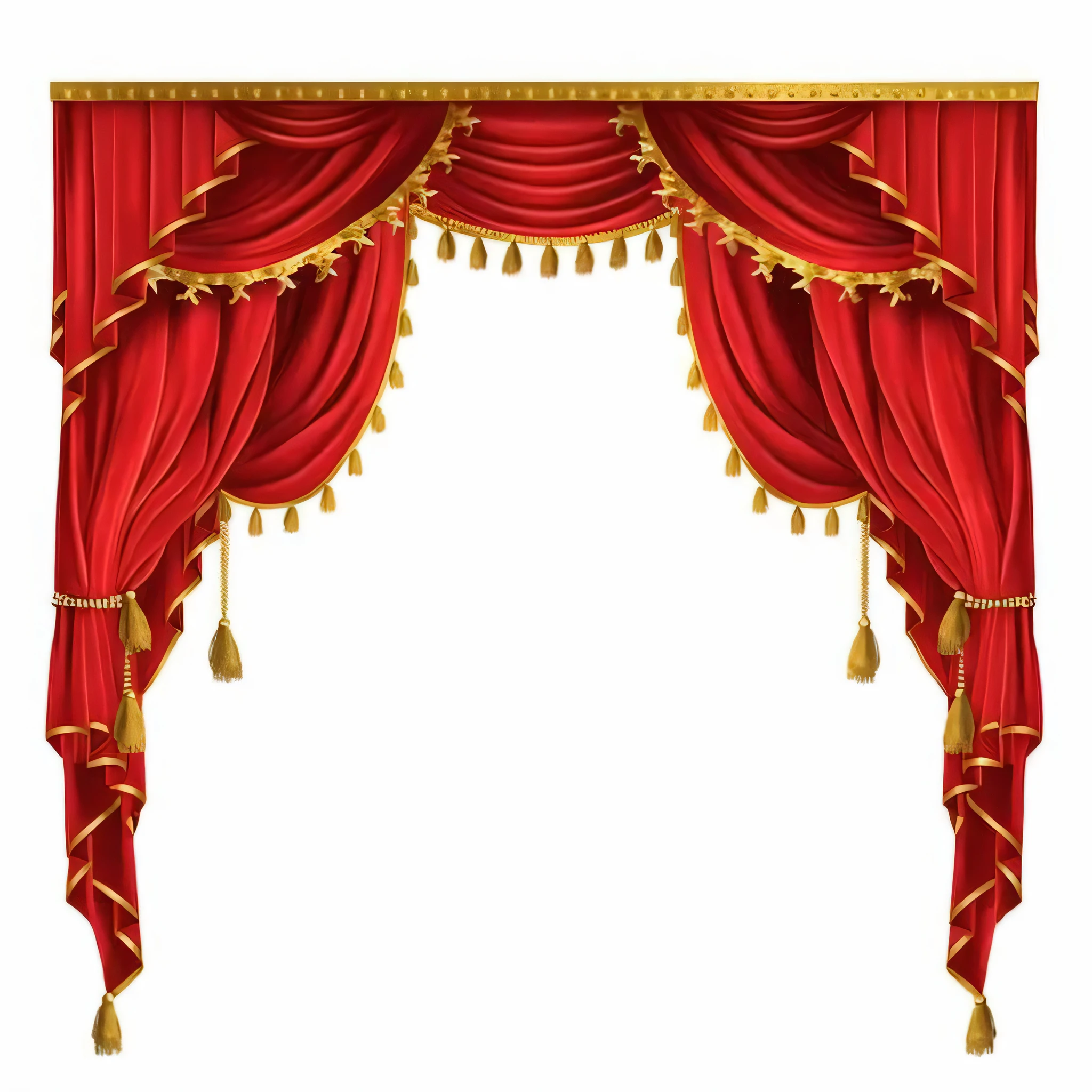 a red curtain with gold trim and tassels on it, theater curtains are red, red curtain, red curtains, curtain, theater stage, theatrical, rich drapery, decorated with opera motifs, drapes, curtains, theater, theatrical scenery, beautiful drapes, theatrical!, drapery, theatre stage, draped drapes, set photo, alizarin curtains