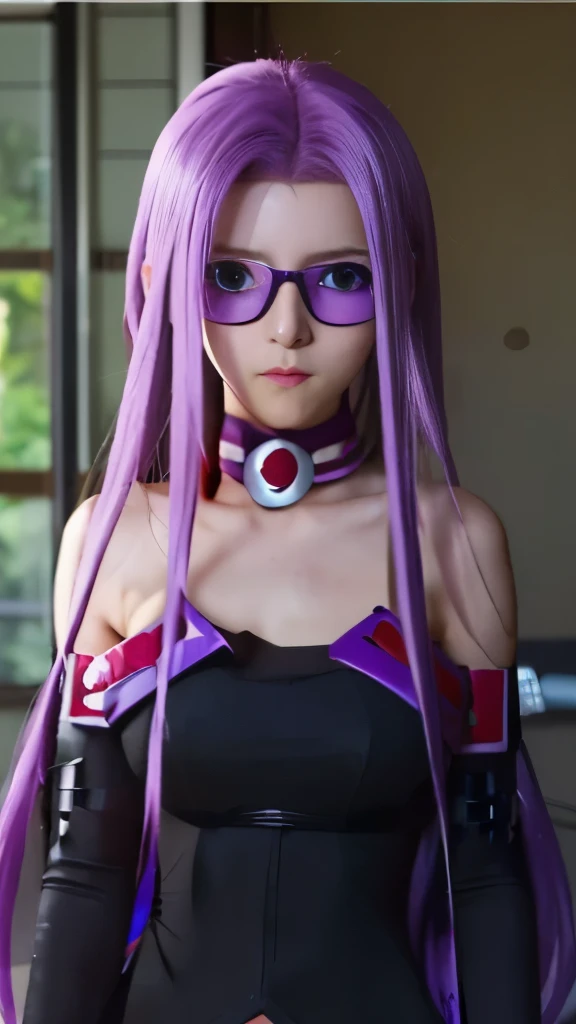 anime girl with purple hair and purple glasses in a room, style of madhouse anime, female anime character, anime style like fate/stay night, gapmoe yandere grimdark, anime visual of a young woman, reisen udongein inaba, anime character, dark purple hair and cybernetics, she has purple hair, today's featured anime still