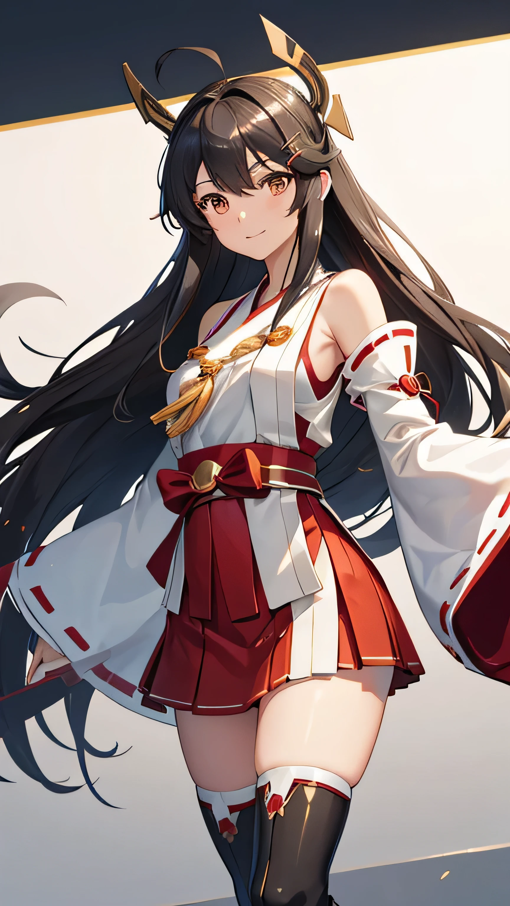 Kizi, Youngh, Caucasian skin, long dark hair, amber eyes, cute smile, Madura, medium breasts, white short skirt, skirt necklines,  Broad Hips, big-ass, Body cute, longsleeve, garter-ribbons, muslos grandes, seducing gaze, one hand on the face