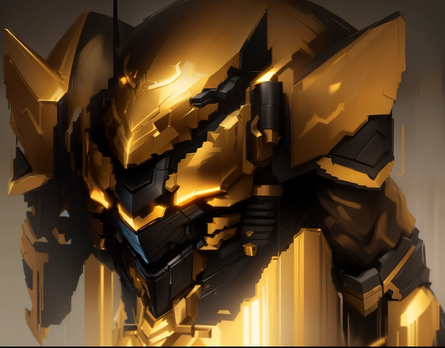 Change the color to gold,add some black(Ensure its layering and armor texture,Gold is the main color, Maybe it feels a bit sci-fi),at the same time, Can guarantee the original shape of the picture,Keep the armor in pristine condition,But the color is changed to black gold,Feels a bit like Saint Seiya,Gorgeous and noble
