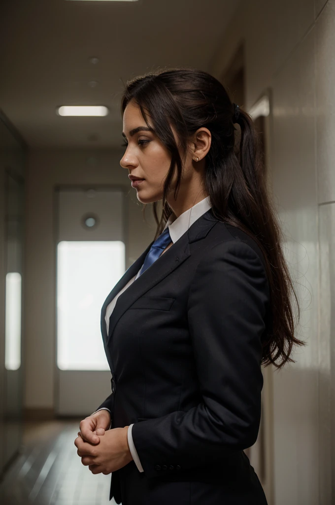 woman in a suit, profile pic, official, candid picture