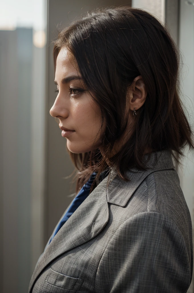woman in a suit, profile pic, official, candid picture