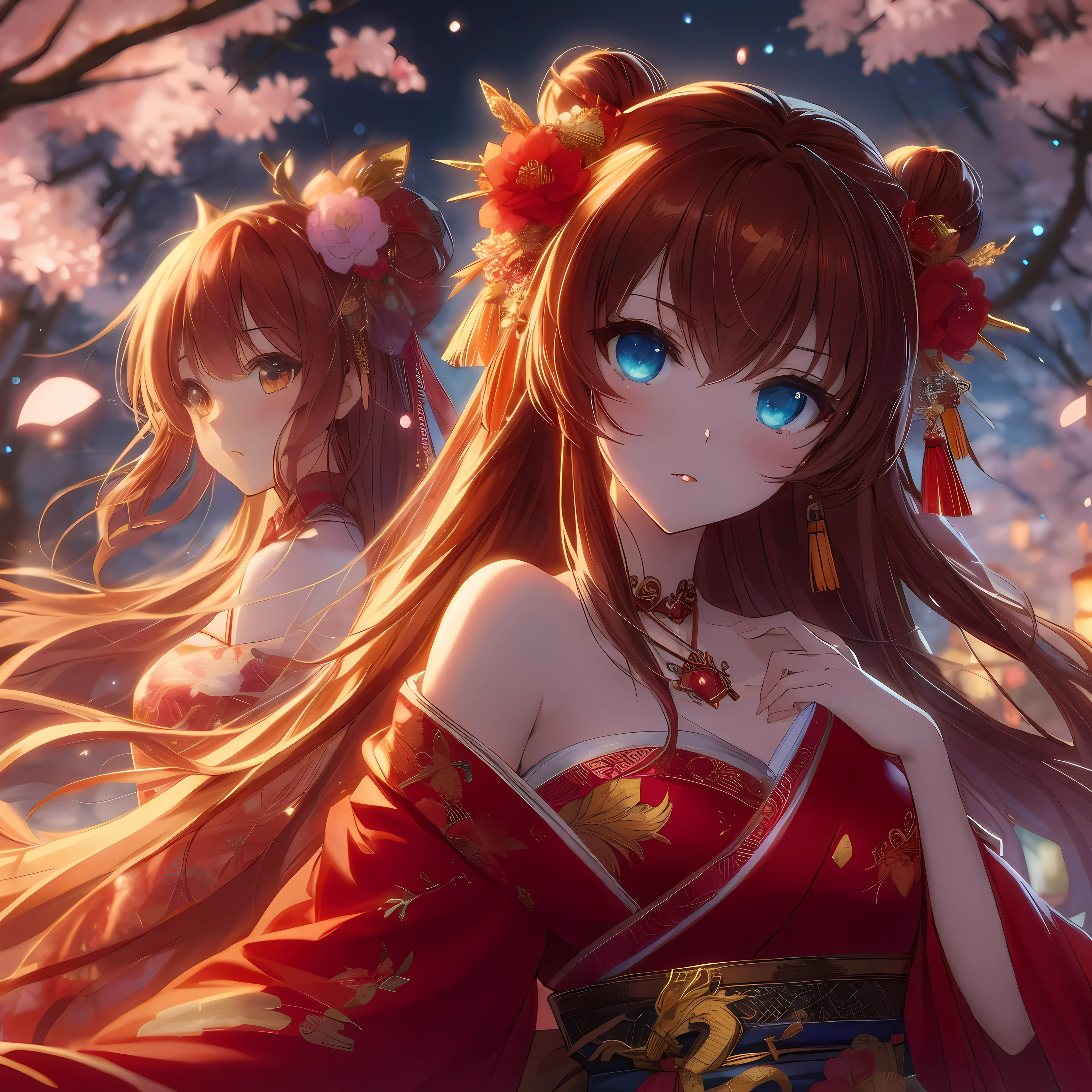 蓝眼睛红头发的和服anime girl, anime style 4 k, anime wallpaper 4k, anime wallpaper 4k, Anime Art Wallpaper 4k, Anime Art Wallpaper 4k, 4k anime wallpaper, Animation Art Wallpaper 8k, HD anime wallpaper, beautiful anime style, night nucleus, anime girl, anime style. 8k, 4k comic wallpaper
