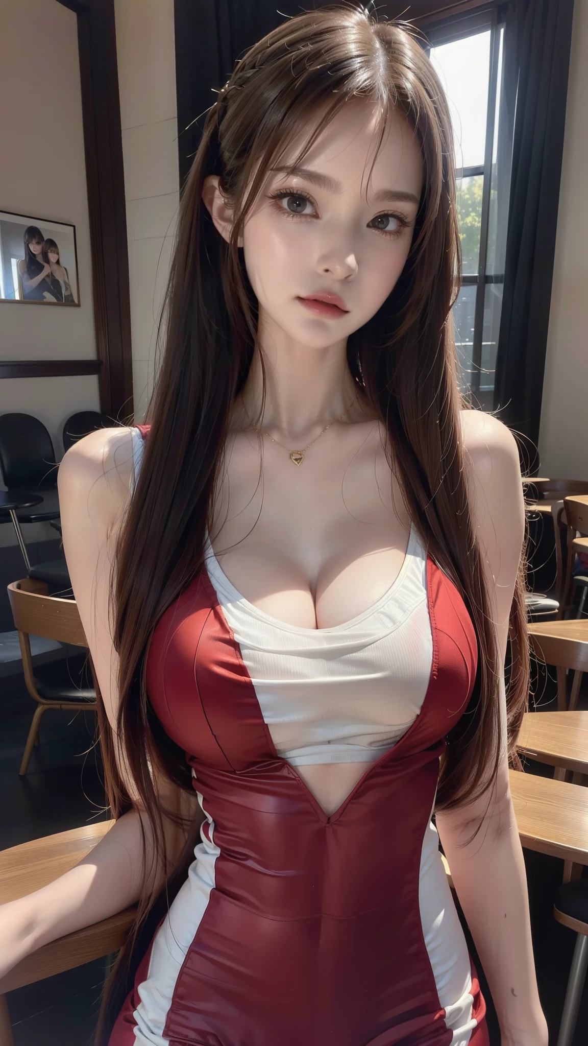 Stretching exercises,(Scenes,fantasy art,Highest image quality,hyperrealistic portrait,(8k),surreal,best quality,high quality,HD,High quality texture,high detail,Beautiful detailed,fine detail,Extremely detailed CG,Detailed texture,True representation of face,on the table,present,Dynamic,bold),1 gil,Super fine skin,curve,,beautiful breasts,big breasts,pale skin,Pointed chest,Nipples erect,ponytail,(ultra thin hair),(super soft hair),(super straight hair),Sweep long bangs,very light copper amber hair,hair covering one eye,Gym suit