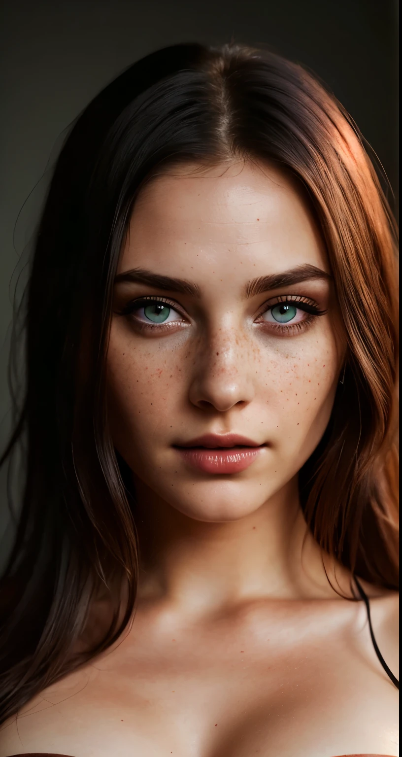(best quality, hyperdetailed photography:1.2), beautiful lady, freckles, dark makeup, soft light, massive perfect breast,head and breast portrait, cover, (detailed beautiful face, detail skin texture, ultra-detailed body:1.1) sexy vampire girl,