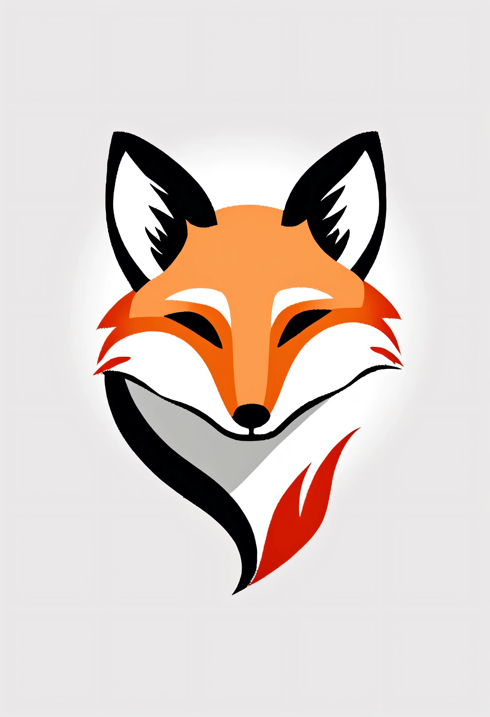 The text is ""
styLe_brush
styLe_free，Logo_L, fox, White background, simpLe background, fire, animaL ears, cLosed eyes