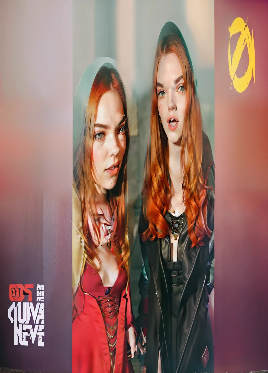 dos mujeres disfrazadas posando para una foto con una cara sonriente, Anya Taylor - Joy y Emma Stone, Bella Thorne y Megan Fox, al estilo de la maravilla and dc, ambos tienen labios rojos, de los vengadores, al estilo de la maravilla, Anya Taylor Joy, Anya Taylor - Vampire Queen Joy, estan cerca el uno del otro, tik tok videos, captura
