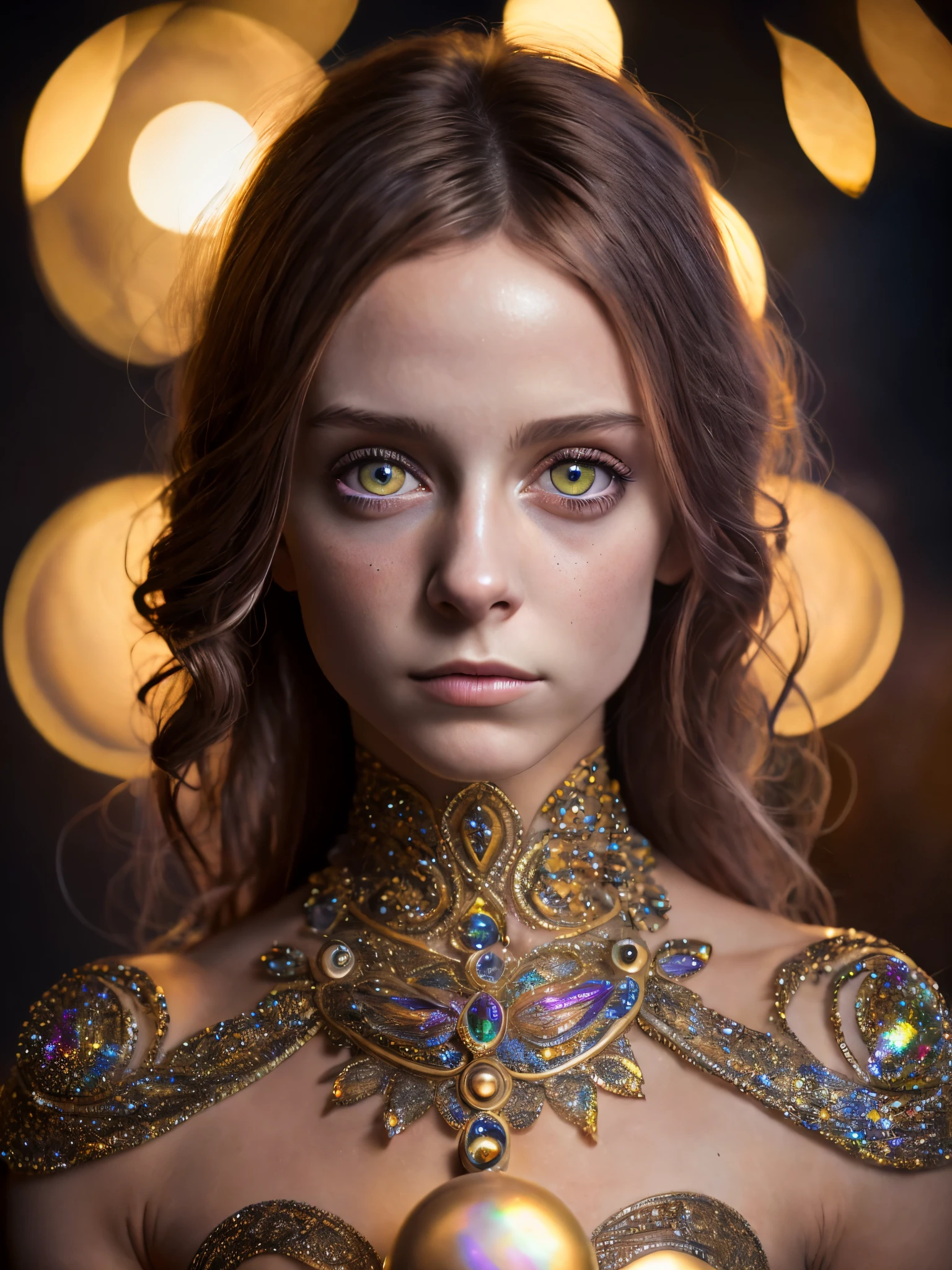 (Realistic:1.2), Photorealistic, highly detailed, full-body image of girl with playful body manipulations, gazing into the camera, divine proportion. The setting is an magical cell background, filled with whimsical lighting and an iridescent ambiance. The figure should embody a silent luminescence in a vibrant, imaginative artwork. The textures should appear soft and the overall mood whisperingly silent, enhanced by vibrant, iridescent touches. The composition should follow the rule of thirds for a visually appealing layout, detailed beautiful eyes and perfect face, anslog photo style, depth of field, bokeh, 16k best quality