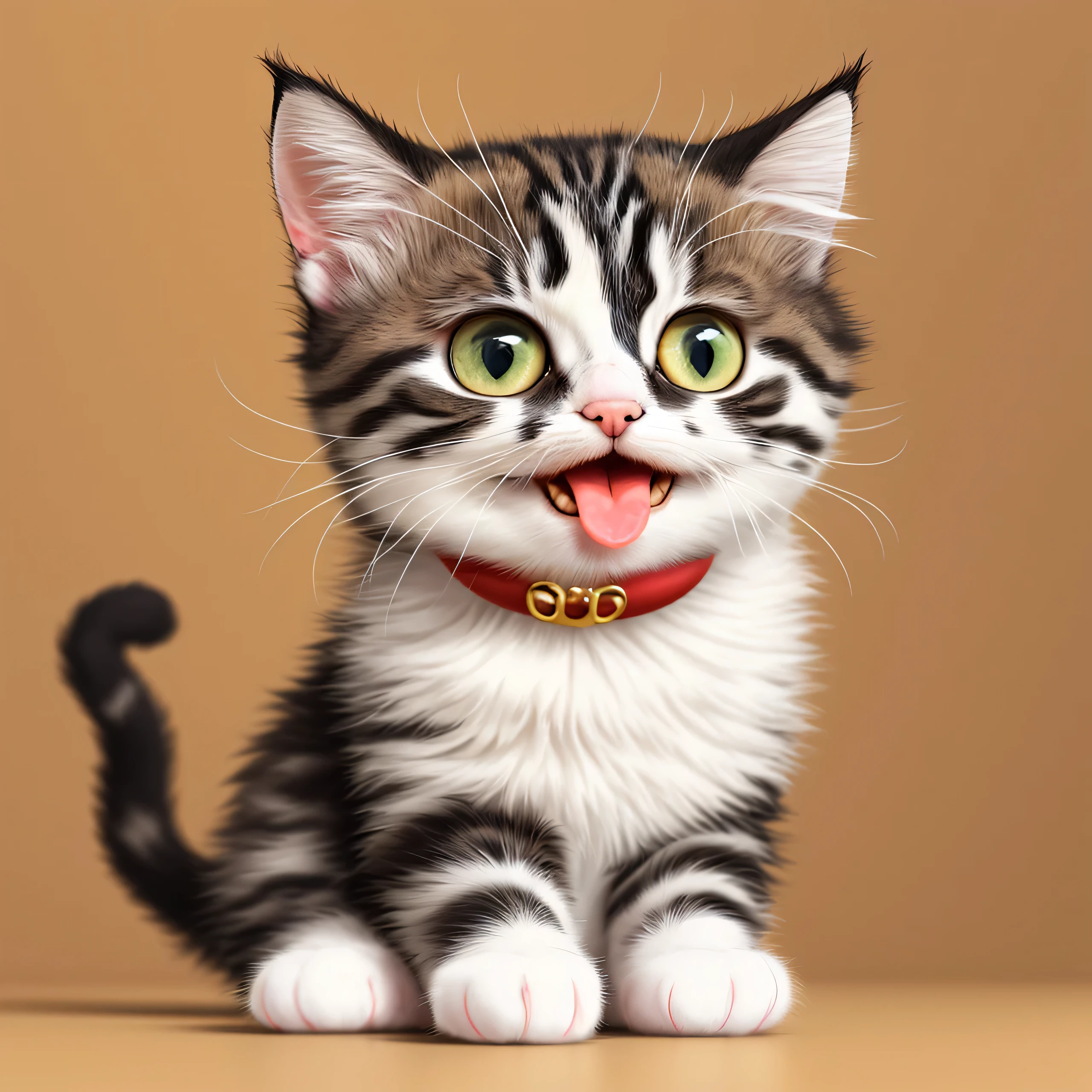 There's a cat that's sitting with its tongue sticking out, adorable digital paint, cute cat, miming