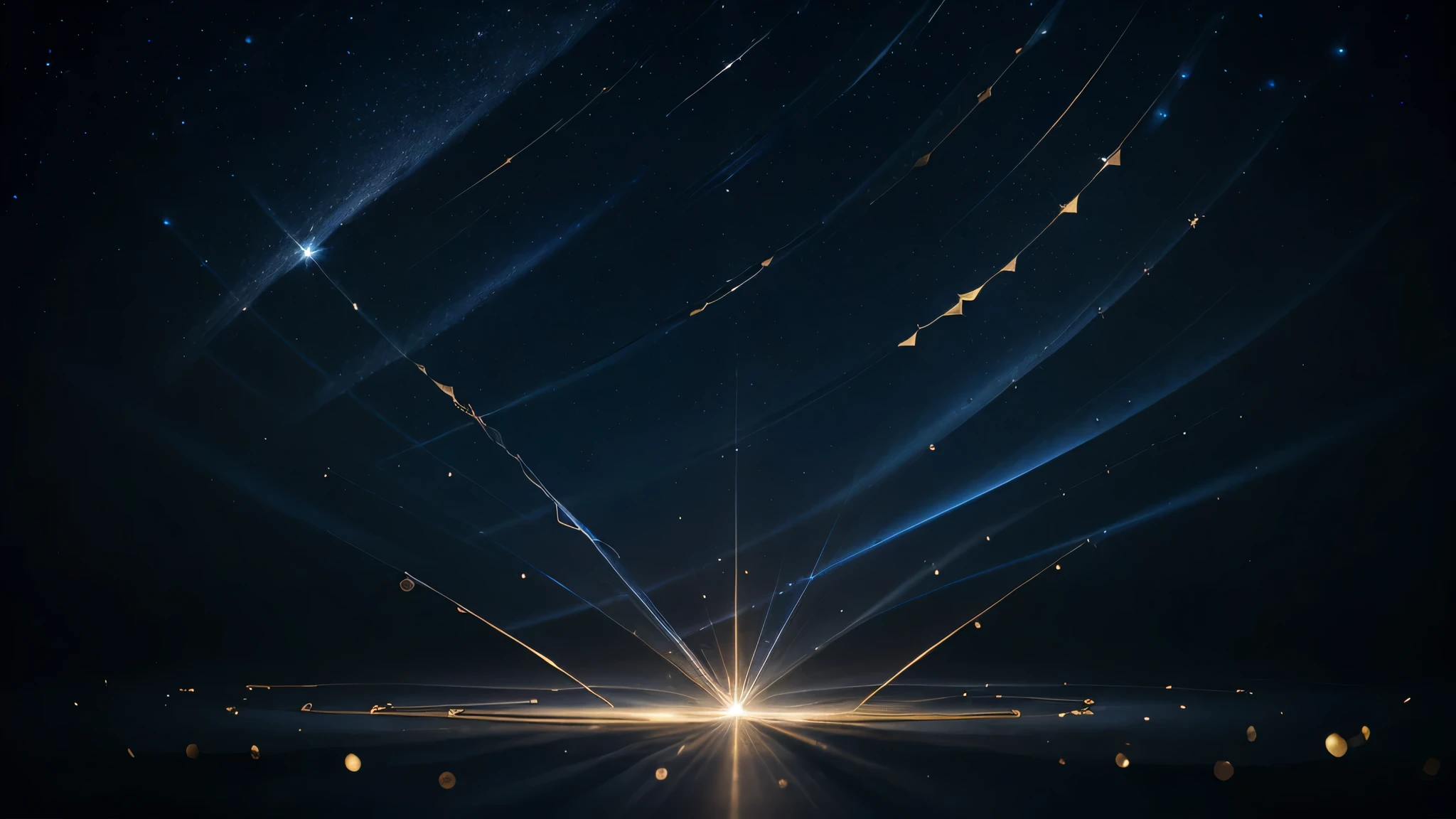Set against the backdrop of a midnight blue sky, golden particles dance in harmony, creating a mesmerizing symphony of light and shadow. This abstract image evokes a sense of elegance and sophistication.
Keywords: midnight sonata, harmony, mesmerizing symphony, elegance, sophistication, light and shadow, abstract image