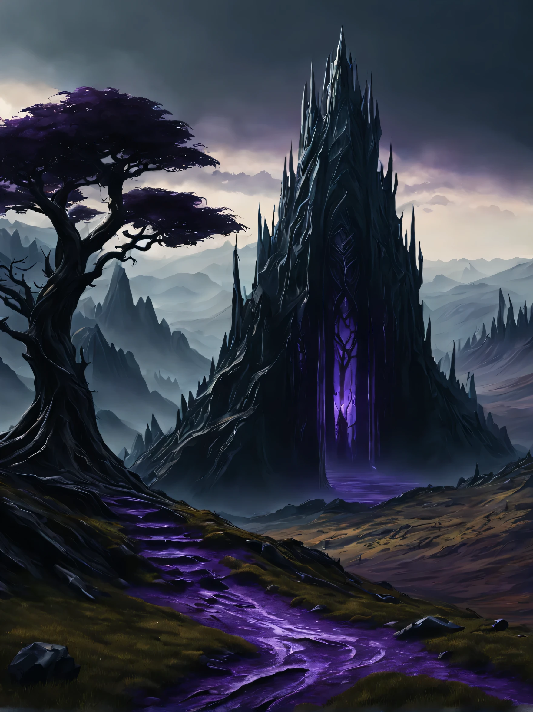 ((realistic,digital art)), (very detailed),DonMD4rk3lv3sXL Mythical Landscape Plateau 