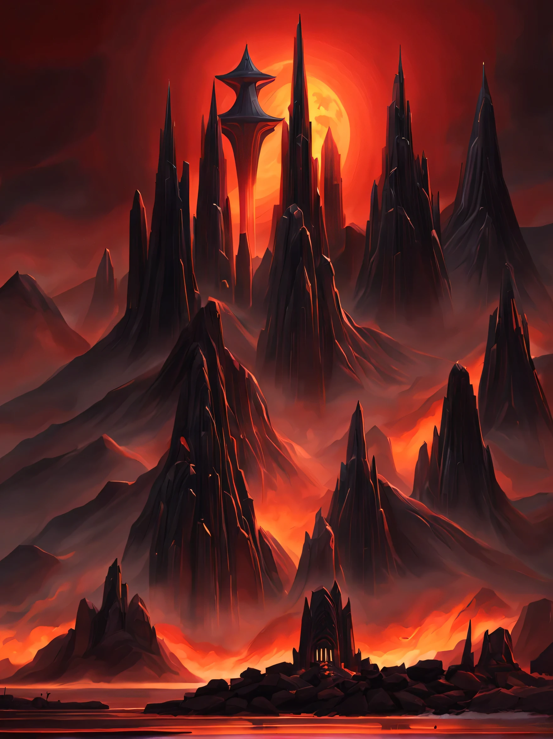 Darth Vader Castle and Mustafar Castle, Star Wars settings, Dota Matte Painting Concept Art, Epic movie concept art, avatar landscape, Dota! matte paint concept art, concept art scene, Awesome concept art, Weta Concept Art Workshop, Epic sci-fi ILM, award-winning concept art